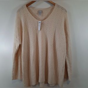 Oatmeal Colored Pullover Sweater NWT size XL or Chico’s Size 3 (Oversized)